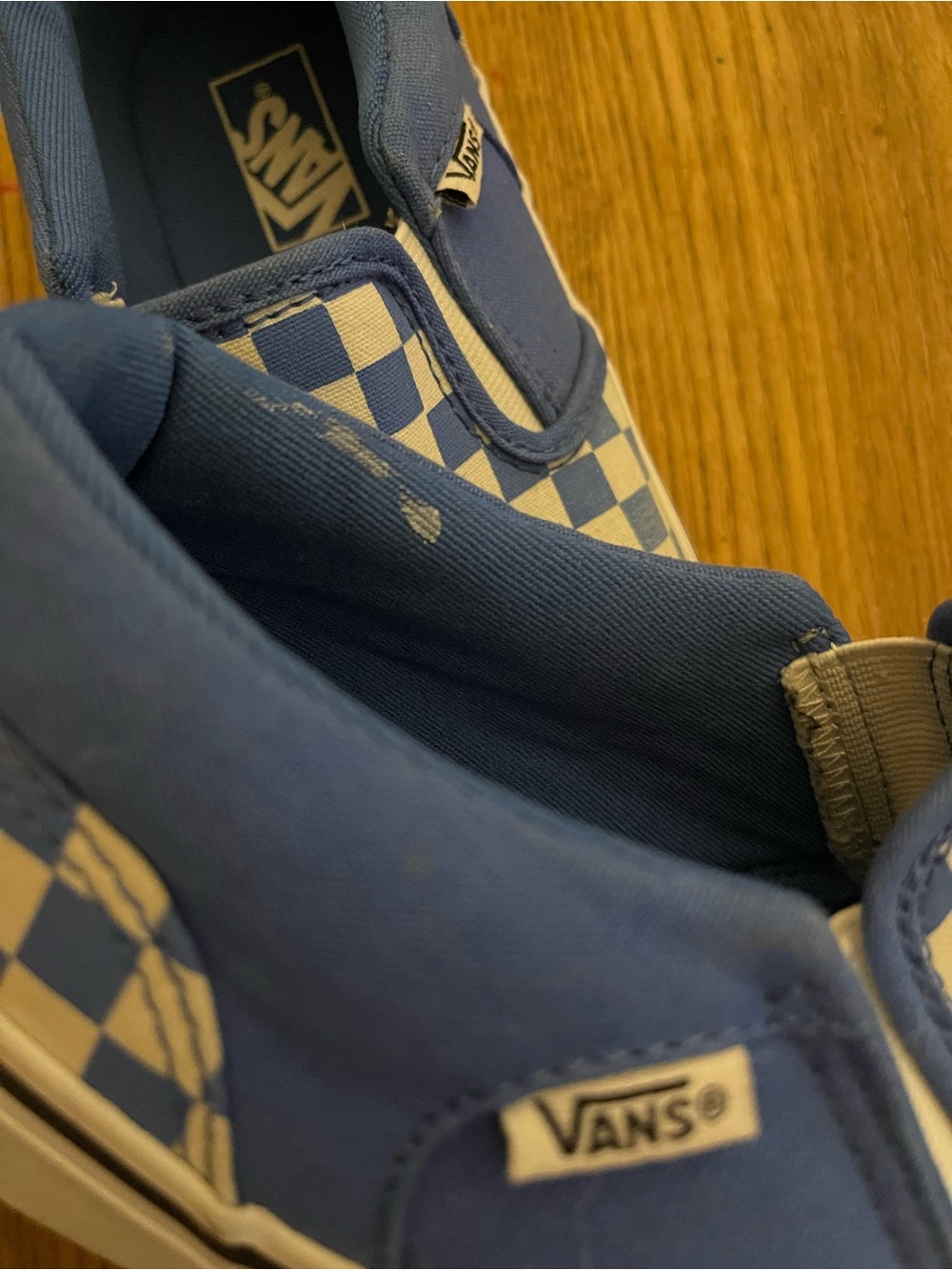 Vans Kids Slip-On Checkerboard Sneakers Classic Blue and White - Picture 7 of 8